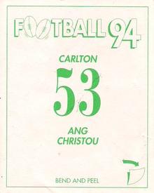 1994 Select AFL Stickers #53 Ang Christou Back